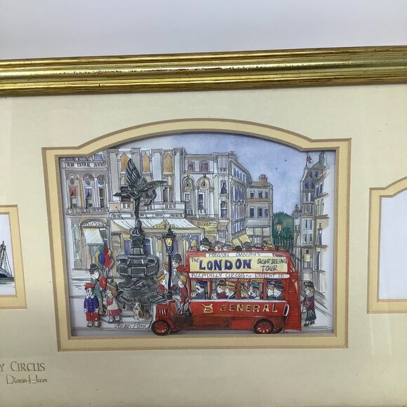 Diane Elson art London decoupage sketch pencil Piccadilly Circus John Ellam - Picture 3 of 10